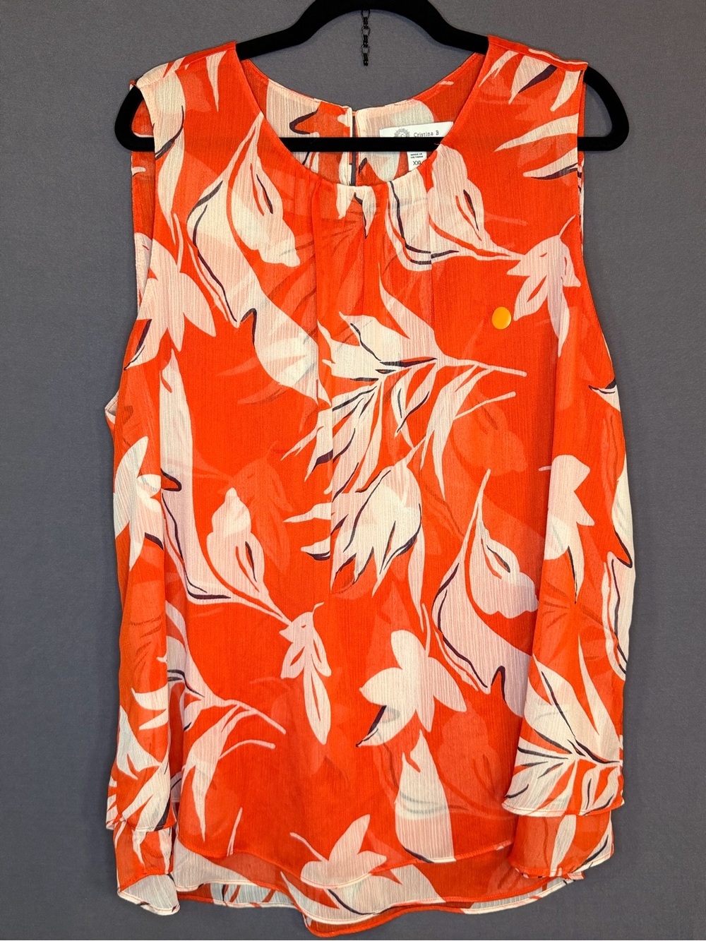Cristina B Sleeveless Floral Print Blouse - Orange